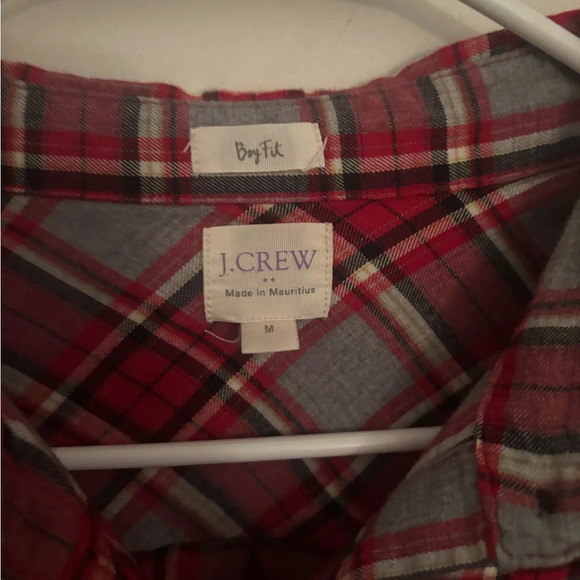 J.Crew Shirt womens Boy Fit Tartan Plaid Red Black Button Up Office Career F7289 - Picture 3 of 6